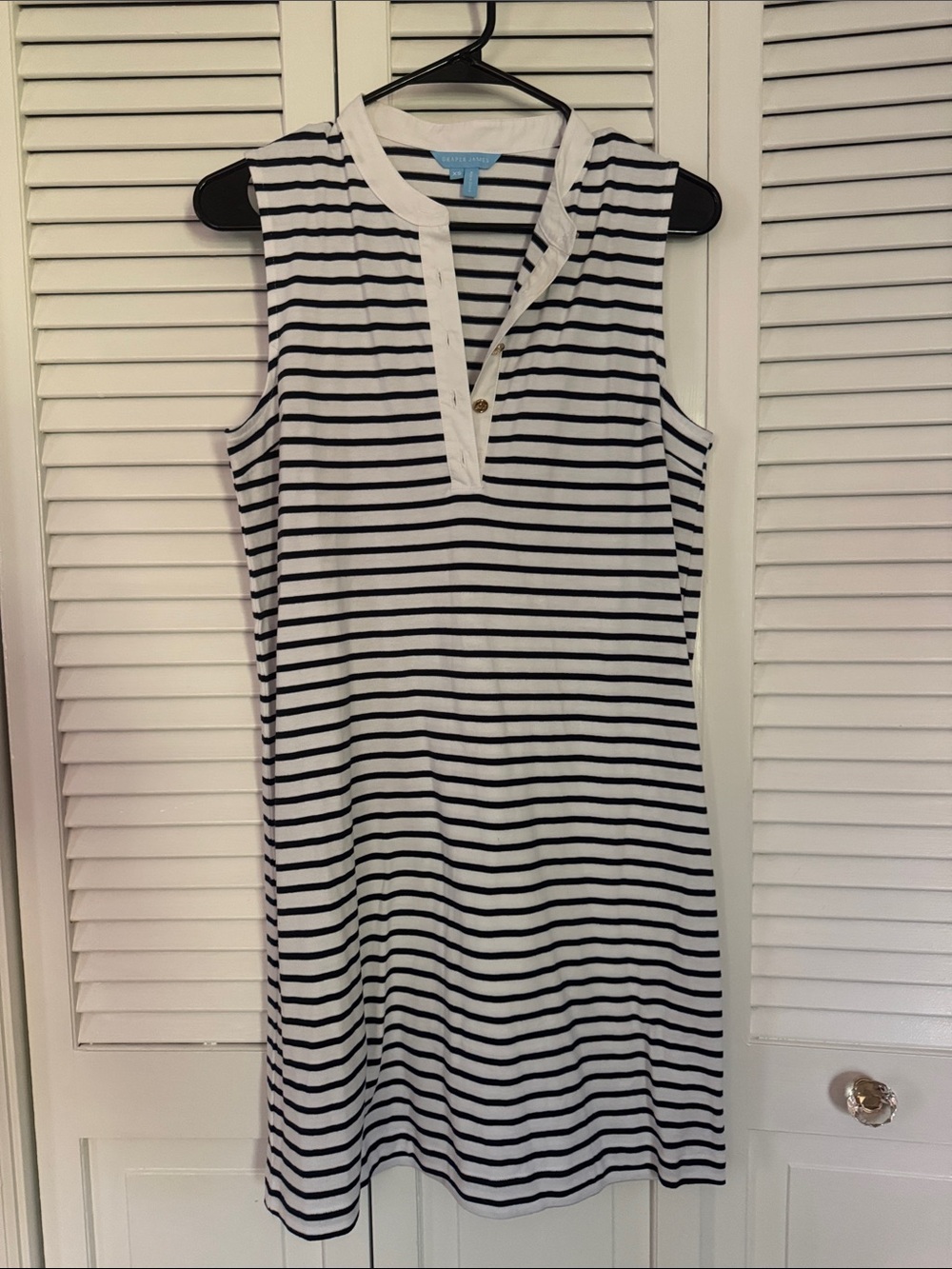 Draper James Black & White Striped T-Shirt Dress